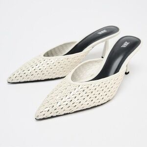 NWT Zara Woven Heeled Mules